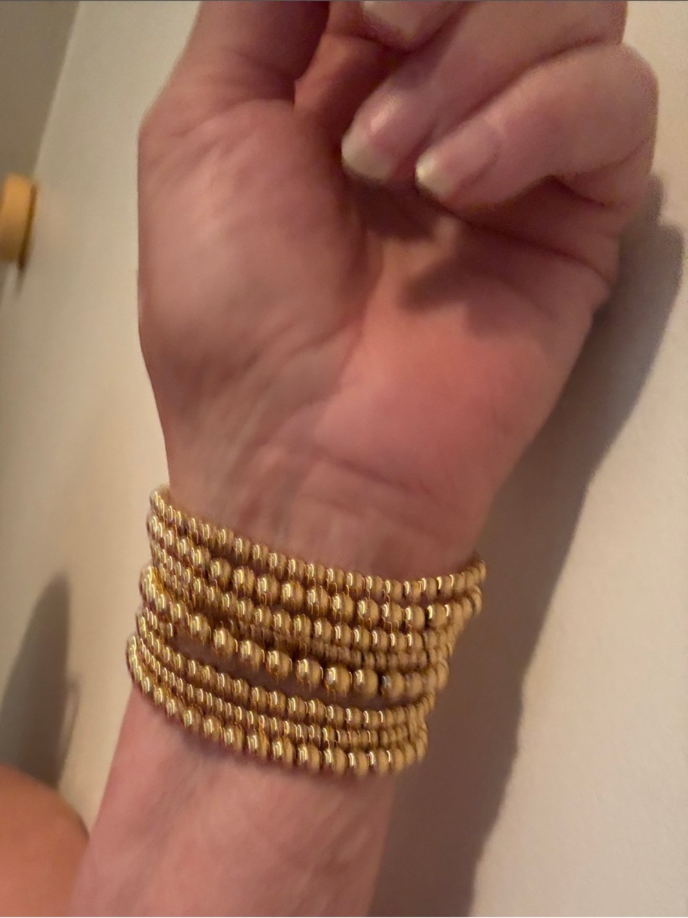 Gold Beaded Multi-Strand Stretch Bracelet - Women Jewelry